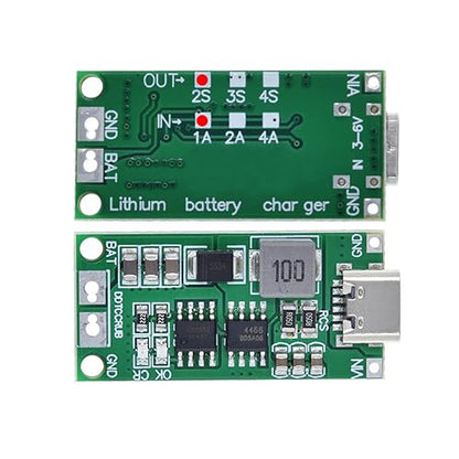HiLetgo 2pcs Multi-Cell 2S 3S 4S USB-C to 8.4V 12.6V 16.8V (2S 1A) Step-Up Boost LiPo Polymer Li-Ion Charger Board 7.4V 11.1V 14.8V 18650 Lithium Battery Boost Module Type-C - style: 2S 1A