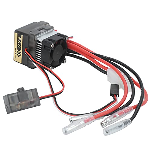 360A Waterproof Brushed ESC Electronic Speed Controller with Heat Sink Cooling Fan Heavy Duty Upgrade Replacement Part for 1/10 RC Car Crawler Truck Buggy
