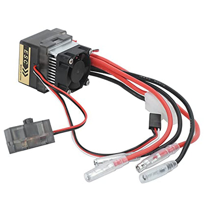 360A Waterproof Brushed ESC Electronic Speed Controller with Heat Sink Cooling Fan Heavy Duty Upgrade Replacement Part for 1/10 RC Car Crawler Truck Buggy