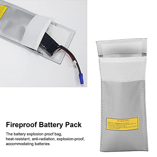 Lithium Battery Fireproof Explosion Proof Bag, 2PCS Storage Guard Safe Pouch Fire Retardant Lipo Bags for Airplane Model Battery