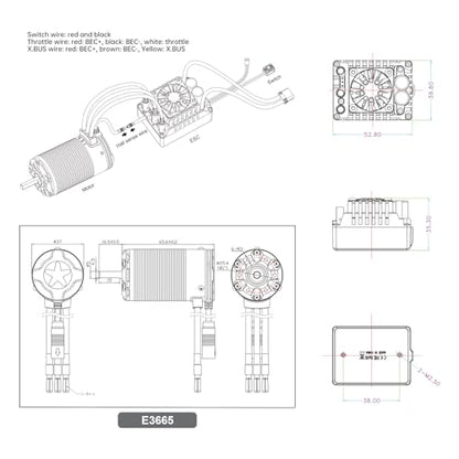 XC E3665 & E10 Sensored Brushless Motor and ESC Combo for RC Car,2-4S Lipo,IP67 Water Proof,Applicable to: 1/10 Short Course,Trucks,Monster - size: 2500KV+E10 No Connector