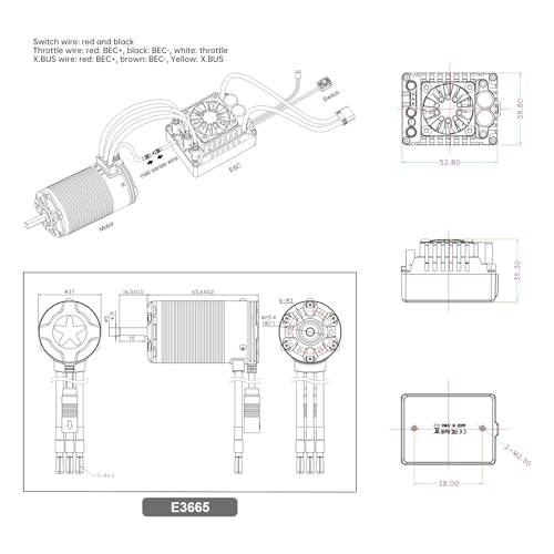 XC E3665 & E10 Sensored Brushless Motor and ESC Combo for RC Car,2-3S Lipo,IP67 Water Proof,Applicable to: 1/10 Short Course,Trucks,Monster - size: 3300KV+E10 No Connector