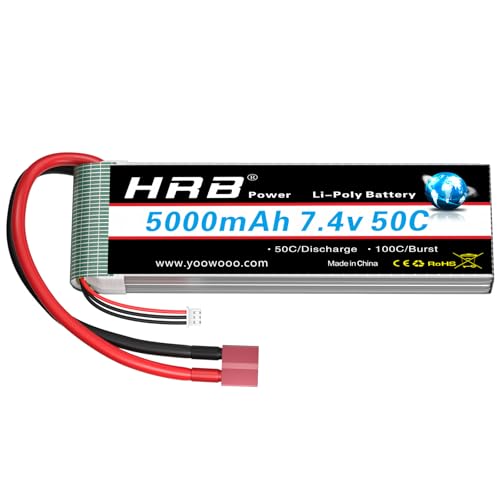 HRB 2S 5000mAh Lipo Battery 50C 7.4V Compatible with RC Plane