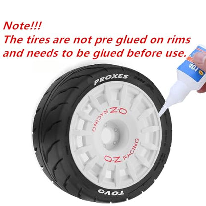 1/10 RC On Road Tires OD 2.68" And Plastic Rally Wheels Rims 12mm Hex for 1:10 Scale Drift Racing Street Touring Car Tamiya TT01 TT02 Traxxas XV02 XV01 TA06 HPI KYOSHO PTG2 A959 4PCS (White) - color: White