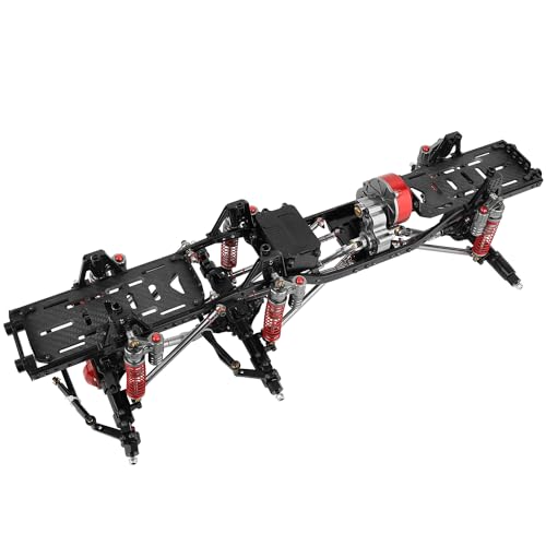 Metal Upgraded 6x6 RC Car Chassis Frame with 2 Front Steering Axles and Middle Axle Transmission 2 Battery Trays DIY for Axial SCX10 1/10 RC Crawler Car Parts (Without Wheels)