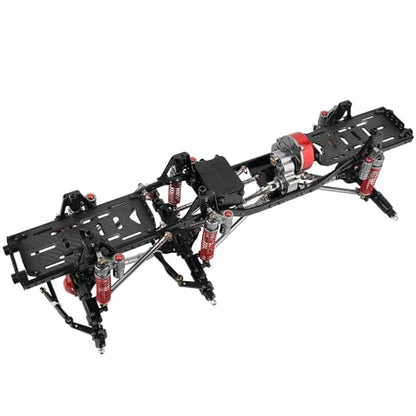 Metal Upgraded 6x6 RC Car Chassis Frame with 2 Front Steering Axles and Middle Axle Transmission 2 Battery Trays DIY for Axial SCX10 1/10 RC Crawler Car Parts (Without Wheels)