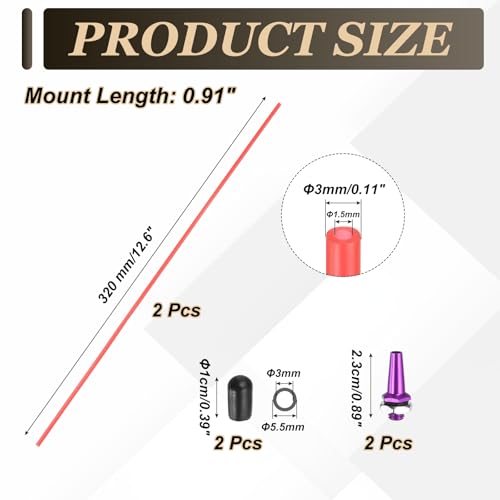 uxcell 320mm Plastic Protection Antenna Tube, RC Antenna Tube with Mount and Cap for RC Car Boat Drone Receiver(Purple, Red, 2 Pcs) - color: Purple Tone Red, size: 320mm