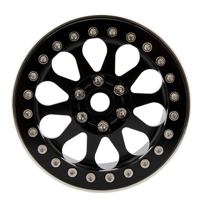 MEUS RACING 2.2 Beadlock Wheels Rims Deep-Dish Wheel for Axial SCX10 Traxxas TRX4 Vanquish VS4-10 Redcat Gen8 1/10 RC Crawler Upgrades (Black) - color: Black