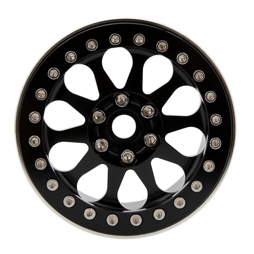 MEUS RACING 2.2 Beadlock Wheels Rims Deep-Dish Wheel for Axial SCX10 Traxxas TRX4 Vanquish VS4-10 Redcat Gen8 1/10 RC Crawler Upgrades (Black) - color: Black