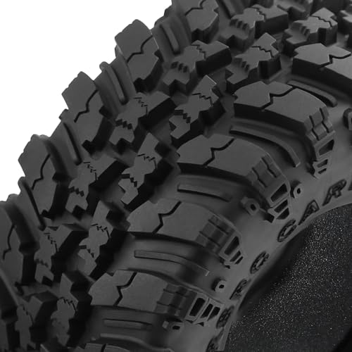 STMU 2.2'' RC Rubber Crawler Rock Tires OD 136mm/5.3'' with Foam Insert for 1/8 1/10 RC Crawler Car SCX10 TRX4 TRX6 GEN7/8 2.2'' Beadlock Rims (Black)