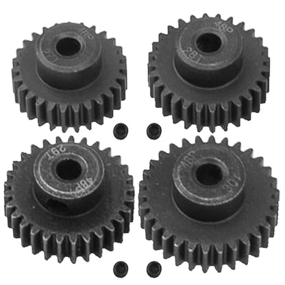 Steel 48 Pitch Pinion Gear Set 3.175mm Shaft 27T 28T 29T 30T Motor Gears Compatible with Tamiya Kyosho RedCat Losi Axial Traxxas 1/10 RC Car