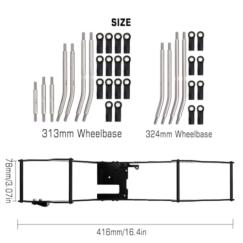 INJORA 313/324mm Wheelbase Chassis Kit LCG Carbon Fiber Frame Girder for 1/10 RC Crawler TRX4 Upgrade Parts