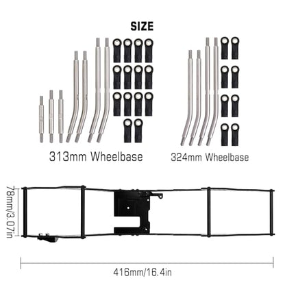 INJORA 313/324mm Wheelbase Chassis Kit LCG Carbon Fiber Frame Girder for 1/10 RC Crawler TRX4 Upgrade Parts