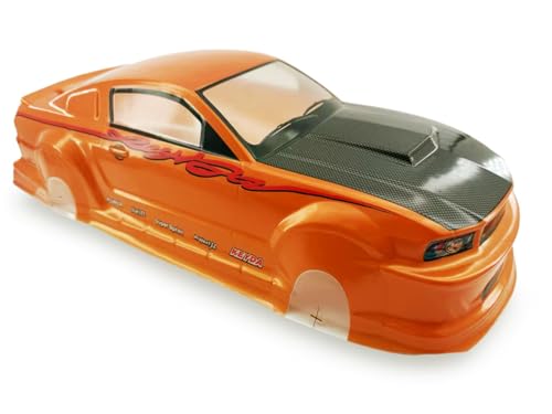 Preprinted PVC Body Shell for 1/10 On Road Racing Drift Car, No Cut, 1:10 Scale (Ford Mustang, Yellow) - style: Ford Mustang, Yellow