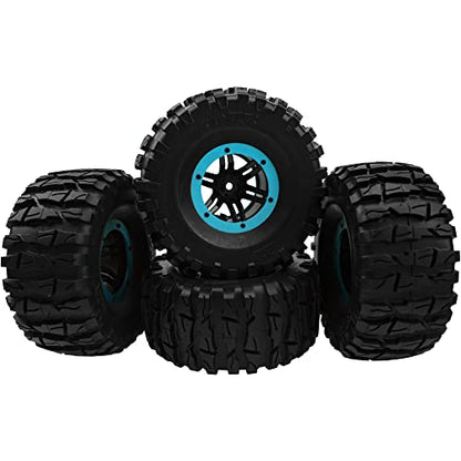 2.2" Rubber Tires Inflatable OD135mm & 12mm Hex Hub Plastic Beadlock Wheel Rims Compatible with Axial SCX10 Tamiya CC01 TF2 Traxxas 1/10 RC Monster Truck Crawler (Blue) - color: Blue