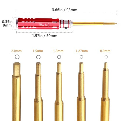 Hex Screw Driver Set Titanium Hexagon Screwdriver 0.9mm 1.27mm 1.3mm 1.5mm 2.0mm Hex Keys Allen Wrench Tool Kit for Axial SCX24 1/24 Crawler and Small Cars