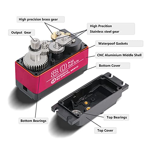 80kg High Torque RC Motor Digital Servo 1/5 Large Scale Metal Gear Waterproof - size: 80KG-270°