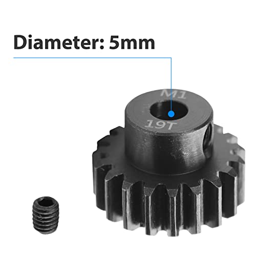 AIMROCK 5-Pack Mod 1 RC Motor Pinion Gears Set: Upgrade Parts for 1/8 RC Car 5mm Shaft Motor (15T 16T 17T 18T 19T) - size: 15T 16T 17T 18T 19T