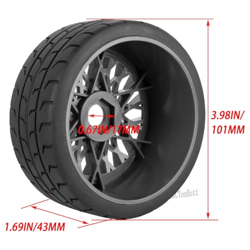 RC (4PCS) Wheels and Tires for 1/8 Typhon 6s BLX,1/7 Infraction 6S BLX/Limitless,RC Highway Truck Tires,Plastic Wheel with Foam Inserts,Grey - color: Grey- (Wheel Tires)