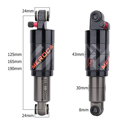MEROCA Air Pressure Rear Shock Absorber Mountain Bike Folding Bike Scooter Rear Bile 190mm Shock Absorber