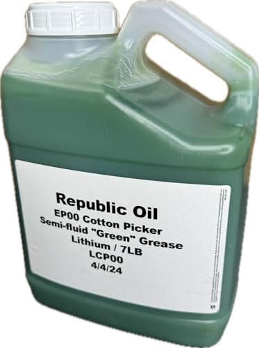 Republic Oil Premium Cotton Picker EP00 Pourable Lithium Grease 7 lb 1 Gallon – Multi-Purpose Green Cotton Picker Grease for Agriculture Machinery with Rust & Corrosion Protection Made in USA