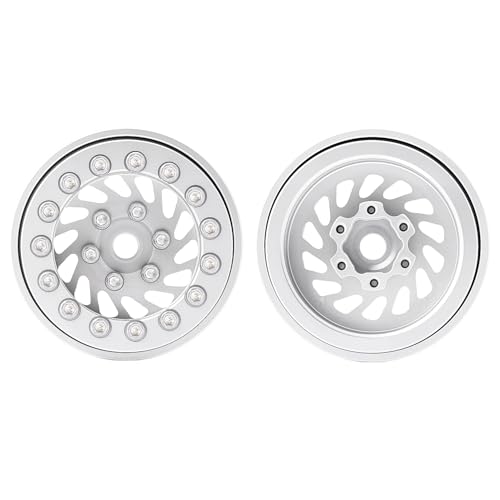 4PCS Aluminum Whirlwind-Design Deep Dish 1.0 Inch Beadlock Wheels Hubs for Axial SCX24 TRX4M FCX24 Redcat Ascent-18 HPI Venture18 Upgrades,Silver - color: Silver