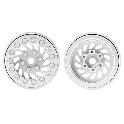 4PCS Aluminum Whirlwind-Design Deep Dish 1.0 Inch Beadlock Wheels Hubs for Axial SCX24 TRX4M FCX24 Redcat Ascent-18 HPI Venture18 Upgrades,Silver - color: Silver
