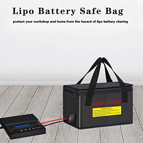 2PCS Lipo Battery Safe Bag Fireproof Charging Bag for RC Lipo Battery Pack Storage Charging Transport, Home Office Travel Lipo Storage Pouch Double Layer Fireproof - size: 260x130x150mm+185x75x60mm (2 pcs)