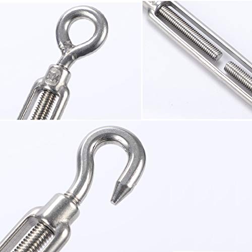 10 Pack M6 Turnbuckle Hook and Eye Stainless Steel Turnbuckle Wire Rope Tension Adjustable, Heavy Duty Turnbuckle Tension Hook for Wire Cable, Clothesline - style: M6 - Hook & Eye Turnbuckle
