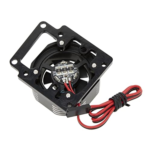 DKKY RC Motor Cooling Fan Heatsink 21000 RPM for Traxxas 1/8 4WD Sledge Motor with LED Light, Black - color: Black