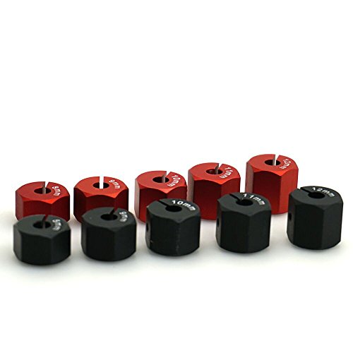QUE-T Aluminum 10mm Thickness 12mm Wheel Hex Drive Adaptors with Pins & Screws for Most of 1/10 RC Crawler Car Black