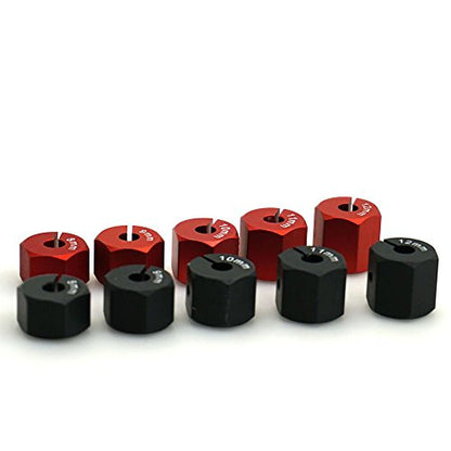 QUE-T Aluminum 10mm Thickness 12mm Wheel Hex Drive Adaptors with Pins & Screws for Most of 1/10 RC Crawler Car Black