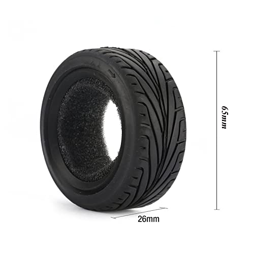 RC On-Road Car Tyres,WONFAST 4PCS/Set 65mm Grain Drift Soft Rubber RC Tire for 1/10 Racing HSP Tamiya HPI Kyosho RC On Road Run-flating Car Parts - color: 65mm-black