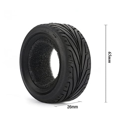 RC On-Road Car Tyres,WONFAST 4PCS/Set 65mm Grain Drift Soft Rubber RC Tire for 1/10 Racing HSP Tamiya HPI Kyosho RC On Road Run-flating Car Parts - color: 65mm-black