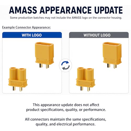 ELFCULB 10pcs Amass XT30U (2+2) Upgrade Female Connectors, Drone FPV Lipo Battery Connectors, Gold Plated for RC UAV Robots (Black) - color: 10pcs XT30U(2+2) Female