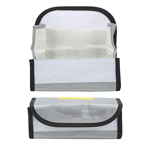 Fafeicy Fireproof Explosionproof Lipo Battery Safe Bag 2PCS 185x75x60mm with Airflow Isolating PVC Fiber for Lipo Battery Storage Transport and Charging