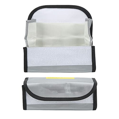Fafeicy Fireproof Explosionproof Lipo Battery Safe Bag 2PCS 185x75x60mm with Airflow Isolating PVC Fiber for Lipo Battery Storage Transport and Charging