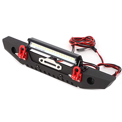 Heavy Duty Metal Anticollision Front Bumper with LED Light Bar for SCX10 90046 1 10 Scale RC Crawler Car Accessories Upgrade Parts