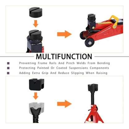2 Types Jack Stand Pads Adapter 3 Ton Universal Rubber Slotted Frame Rail Pinch welds Protector for Jack Stand (4 Pack)