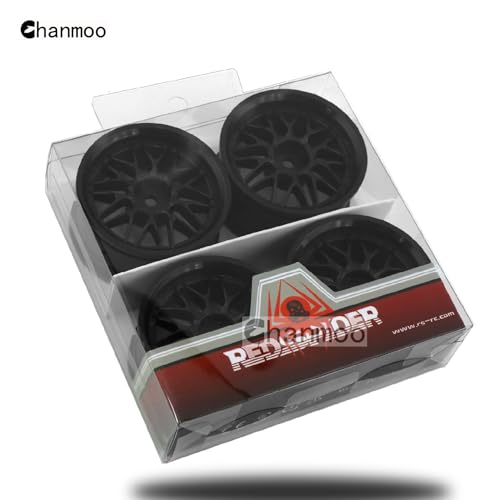 1/10 RC On Road Wheels Hubs 12mm Hex Hard Plastic Drift Rims for 1:10 Scale Rally Racing Car Tires Tamiya TT01 TT02 XV01 A959 PTG2 144001 HPI KYOSHO HSP PTG2 Touring Street Tyres 4PCS (Black) - color: Black