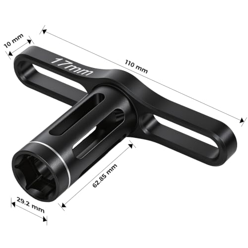 17mm Wheel Hex Nut Socket Sleeve Wrench For tightening and loosening nuts and bolts RC Spanner Repair Tool For 1/8 1/10 RC Car Truck Crawler Truggy Buggy Tires Tyre (Black) - color: A.black