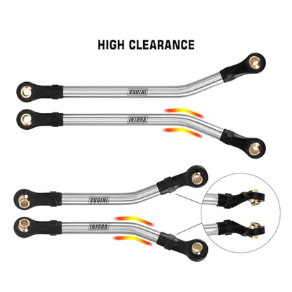INJORA Stainless Steel Steering Link & 41g High Clearance Chassis Links Set for 1/18 RC Crawler TRX4M High Trail K10 F150, 6g