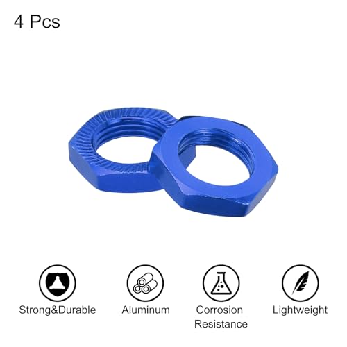 MECCANIXITY Aluminum 17mm RC Wheel Nut Thread M12x1.0mm Hex Wheel Nuts RC Wheel Nut for 1/8 RC Model Car Trucks Off Road Car Upgraded Parts Pack of 4(Deep Blue) - color: Deep Blue