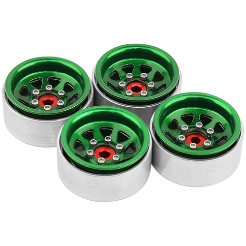 1.0 Beadlock Wheel -3.78mm Offset Wheel Rims for 1/18 1/24 RC Crawler Car Axial AX24 SCX24 FMS FCX24 TRX4M Upgrades (Dark Green) - color: Dark Green