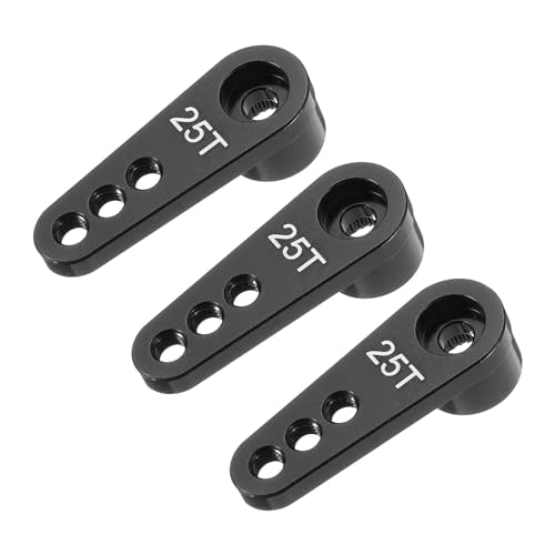 MECCANIXITY Aluminum Alloy 25T Steering Servo Single Arm Horn Black for DIY RC Car/Boat/Airplane Boat Accessories 3 Pcs - color: Black