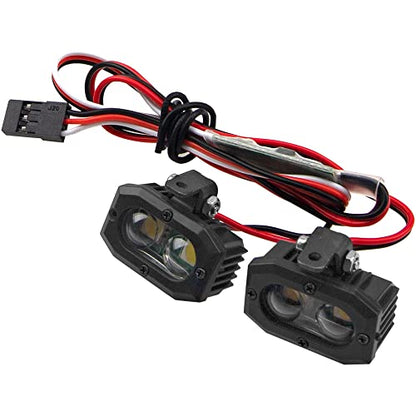 RC Crawler Bumper Light LED Headlight Spotlight 2Leds w/Control Compatible with Traxxas TRX-4 Axial SCX10 90046 D90 CC01 Wraith Redcat Gen8 1/10 RC Crawler (Rectangular)