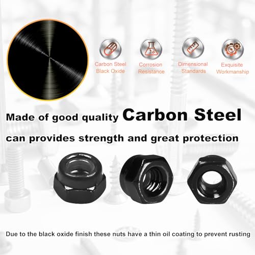 M3x0.5mm Locknuts M3 Nylock Nuts for RC Bike Pedals 3D Printer | 120PCS Metric Nylon Inserted Hex Lock Nuts Self-Lock Nylon Insert Carbon Steel Self Locking 5.5mm Hex Nut Driver Tiny Nut - size: M3 (120PCS)
