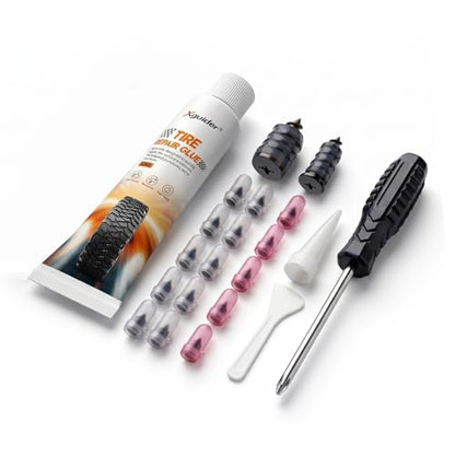Tire Repair Kit, 50ml Repair Glue, 15 Rubber Nail Plugs | Fast Drying Adhesive, Waterproof Rubber Cement Glue, 2 Size Rubber Nail Screw Plugs for Car, Bicycle, SUV, ATV, Motorcycle - style: 50mlx1 + 15 nails