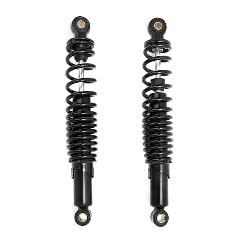Minho Dual Rear Shock Absorbers with Adjustable Spring Preload in Heavy Iron Material Compatible with Chinese GY6 4-Stroke Engine Taotao ATV Go Kart,Black Color,310MM Length - size: 310mm