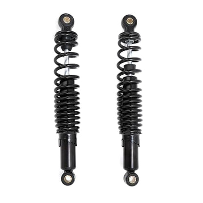 Minho Dual Rear Shock Absorbers with Adjustable Spring Preload in Heavy Iron Material Compatible with Chinese GY6 4-Stroke Engine Taotao ATV Go Kart,Black Color,310MM Length - size: 310mm